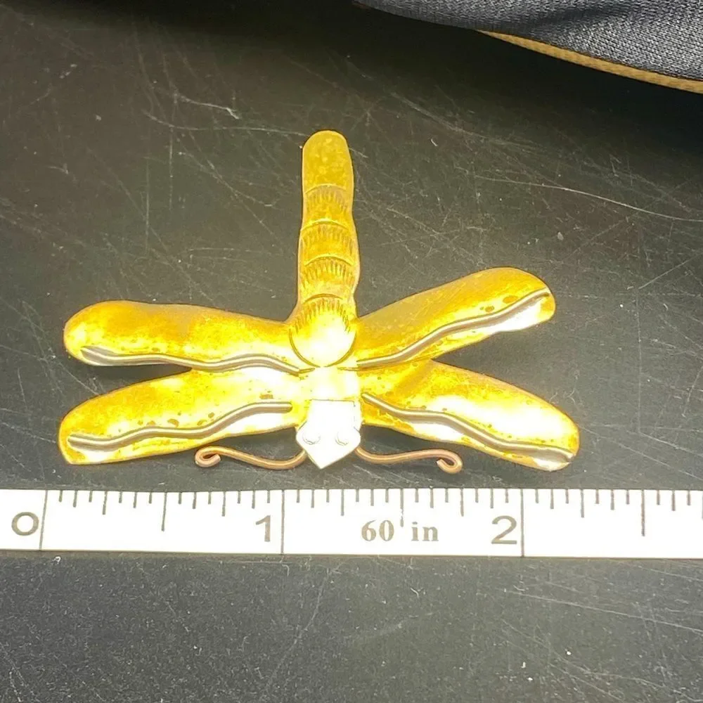 Ladies 2 1/4” wide thin brass butterfly brooch